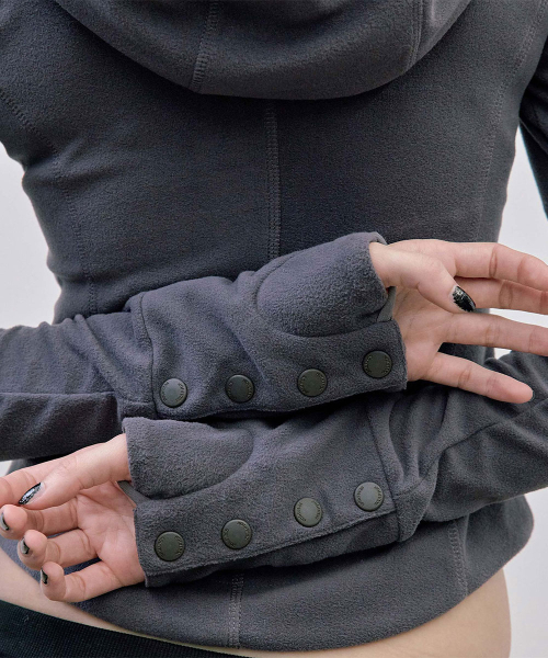 Hooded Zip-Up Fleece Jacket Charcoal