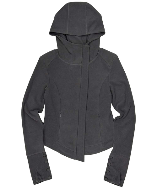 Hooded Zip-Up Fleece Jacket Charcoal