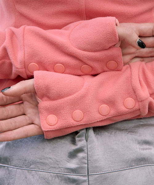 Hooded Zip-Up Fleece Jacket Coral