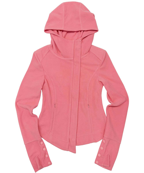 Hooded Zip-Up Fleece Jacket Coral