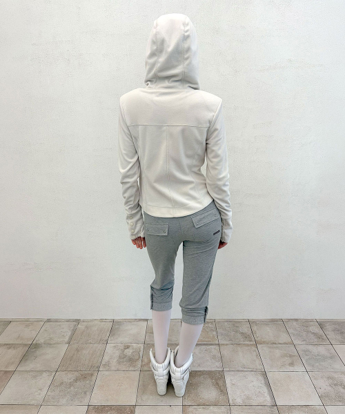 Hooded Zip-Up Fleece Jacket Dirty White