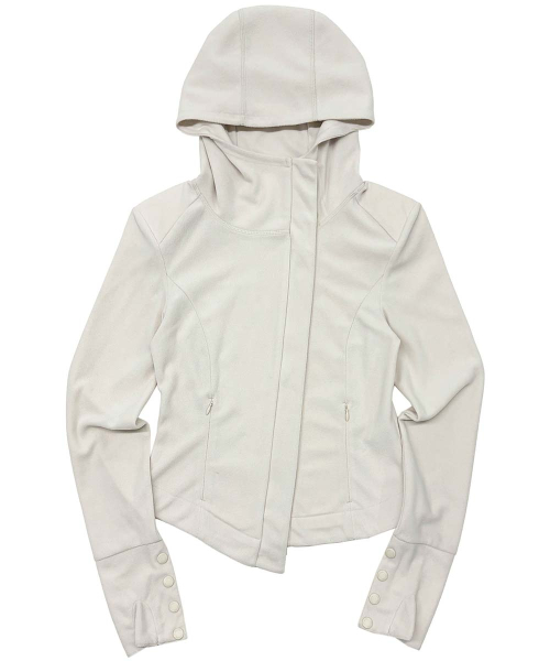 Hooded Zip-Up Fleece Jacket Dirty White