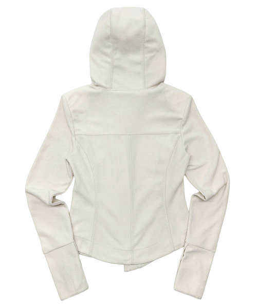 Hooded Zip-Up Fleece Jacket Dirty White