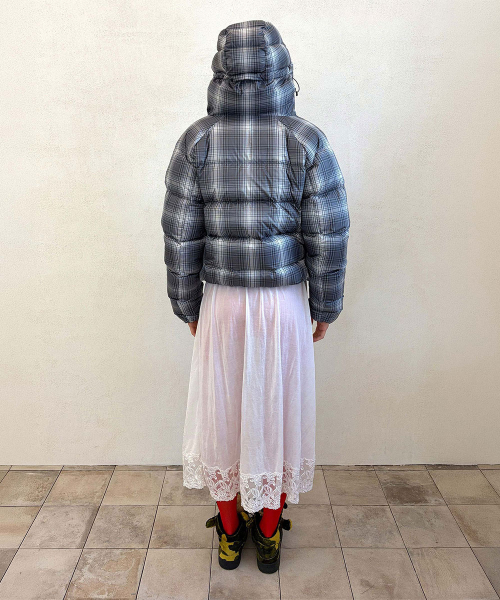 Hooded Puffer Down Multi Check