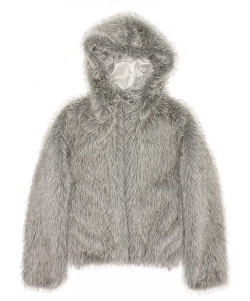 Faux Fur Hoodie Jacket Beige