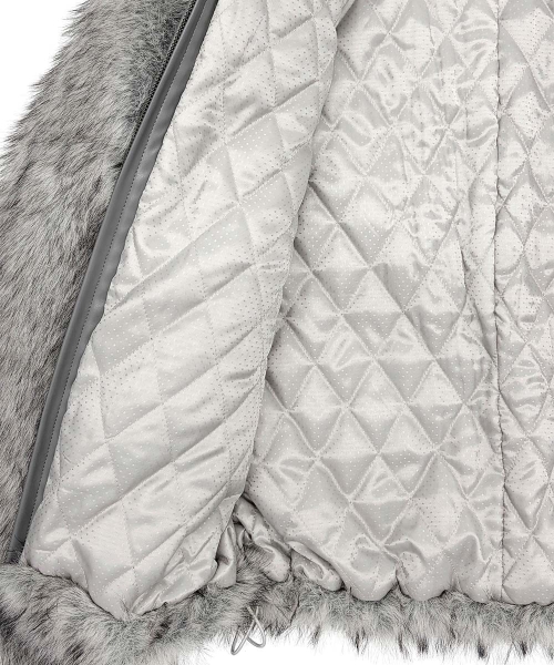 Faux Fur Hoodie Jacket Light Gray