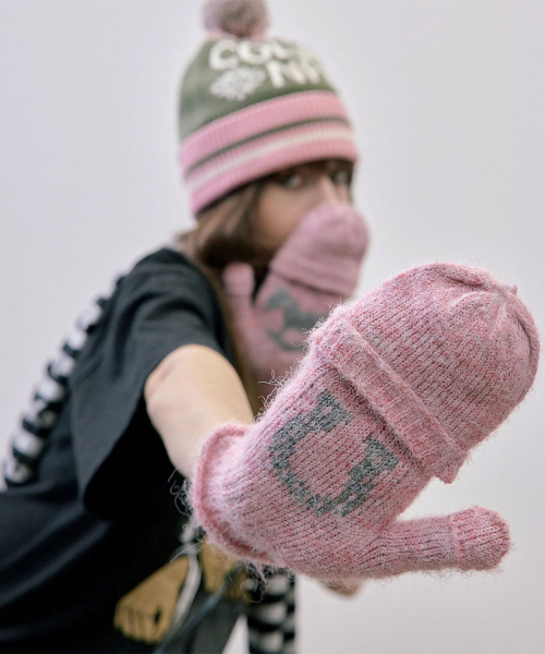 Convertible Knit Gloves Pink