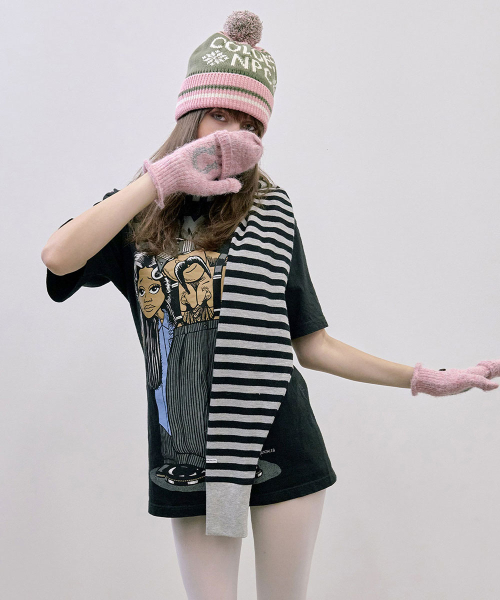 Convertible Knit Gloves Pink