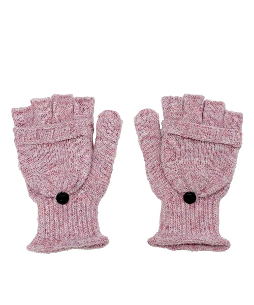 Convertible Knit Gloves Pink