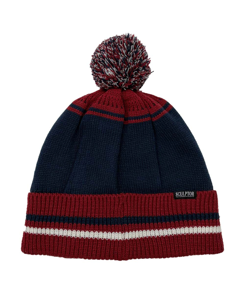 Jacquard Pom Pom Beanie Red