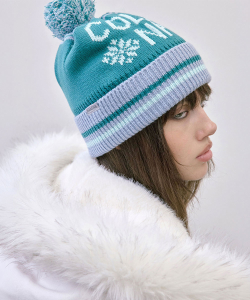 Jacquard Pom Pom Beanie Sky Blue