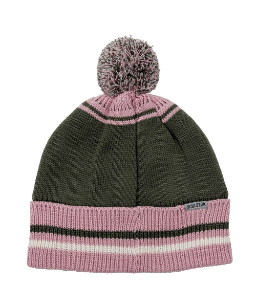 Jacquard Pom Pom Beanie Pink