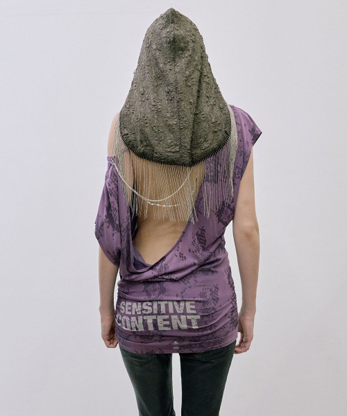 Shaggy Fringe Turban Dark Brown