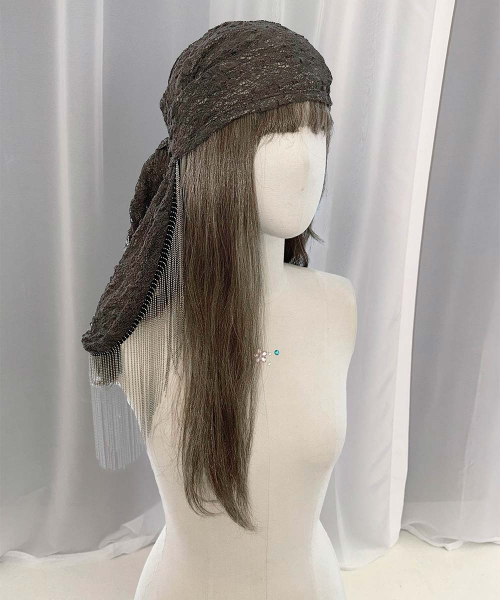 Shaggy Fringe Turban Dark Brown
