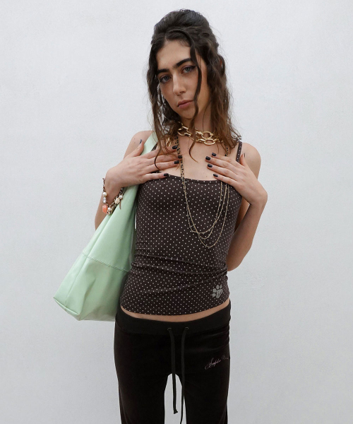 Sweet Kitty Dot Tank Top Brown