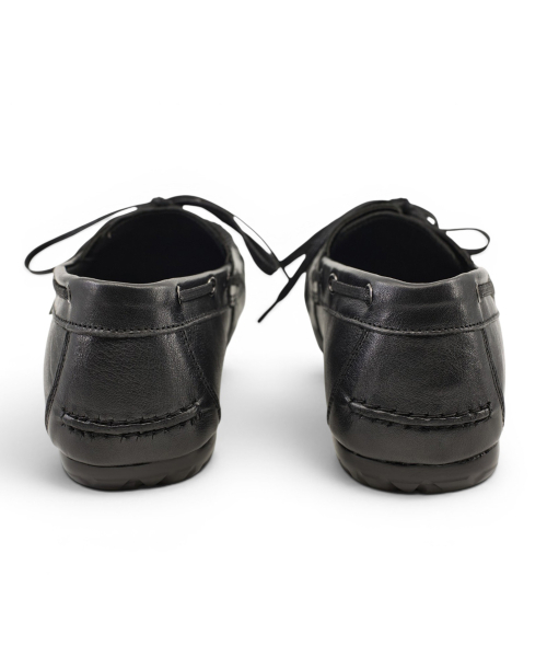 [EXTRALIGHT] ST39 Vegetable Tanned Cowhide Shirring Boat Shoes Black