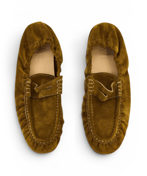 [EXTRALIGHT] ITALY Shirring Comfort Loafers Camel