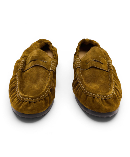 [EXTRALIGHT] ITALY Shirring Comfort Loafers Camel