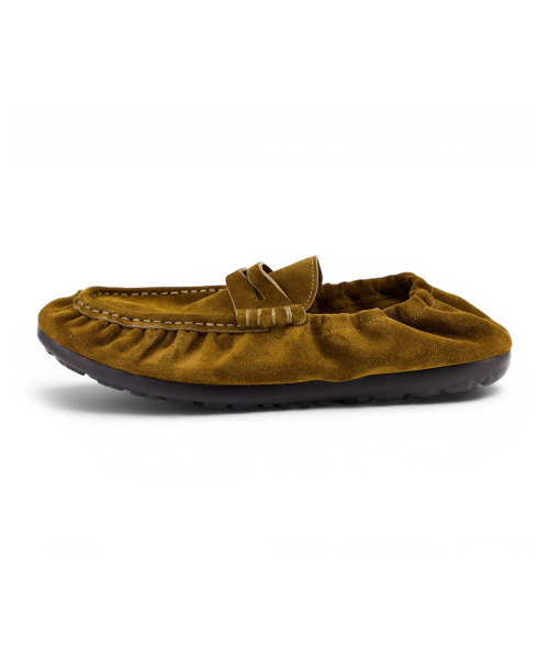 [EXTRALIGHT] ITALY Shirring Comfort Loafers Camel