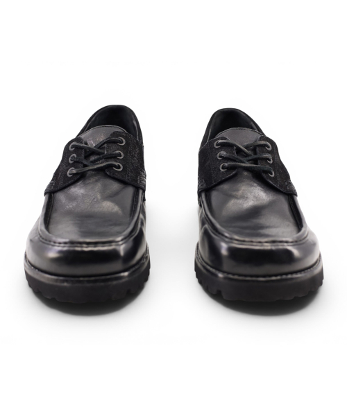 [EXTRALIGHT] Hammer Horsehide Commando Sole Boat Shoes Black