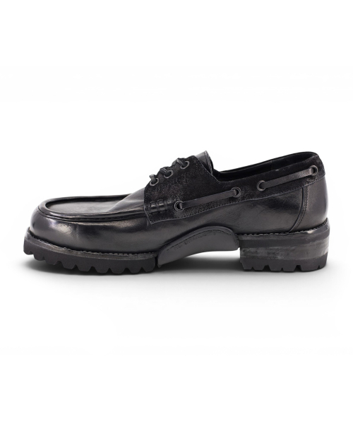 [EXTRALIGHT] Hammer Horsehide Commando Sole Boat Shoes Black
