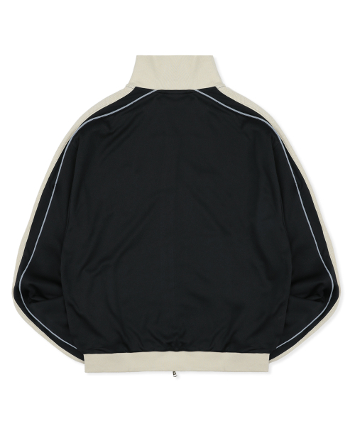 XJ140 슬림핏 아플리케 파이핑 트랙 집업 (BLACK)