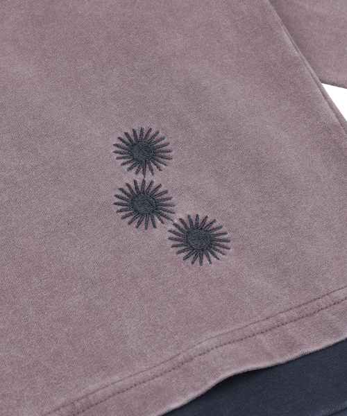XTT168 더스트 워싱 레이어드 크롭 롱슬리브 (PURPLE/BROWN)