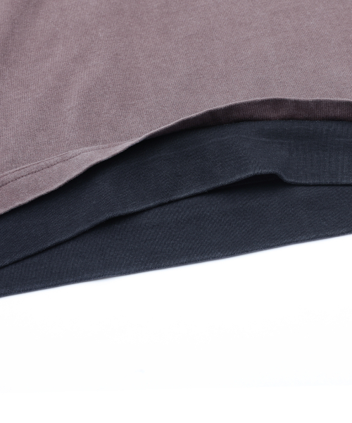 XTT168 더스트 워싱 레이어드 크롭 롱슬리브 (PURPLE/BROWN)
