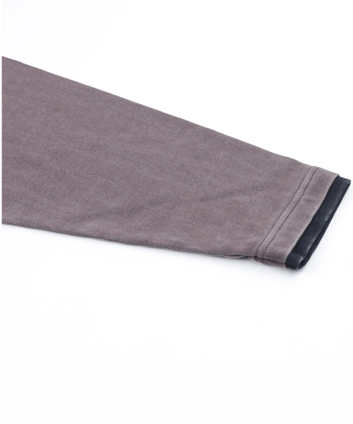 XTT168 더스트 워싱 레이어드 크롭 롱슬리브 (PURPLE/BROWN)