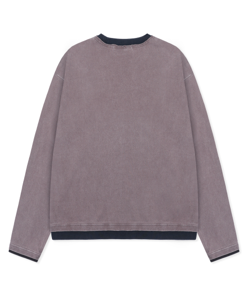 XTT168 더스트 워싱 레이어드 크롭 롱슬리브 (PURPLE/BROWN)