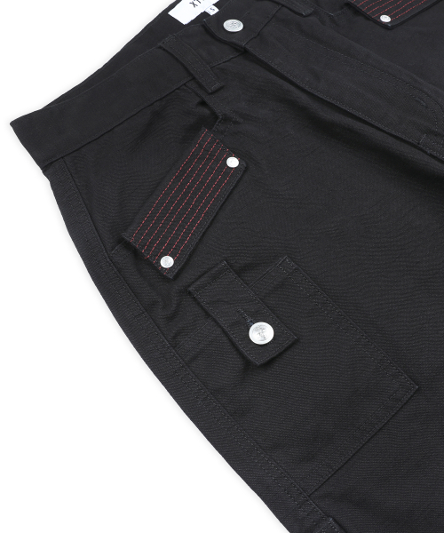 XP343 멀티 스티치 워싱 코튼 와이드 워크 팬츠 (BLACK)