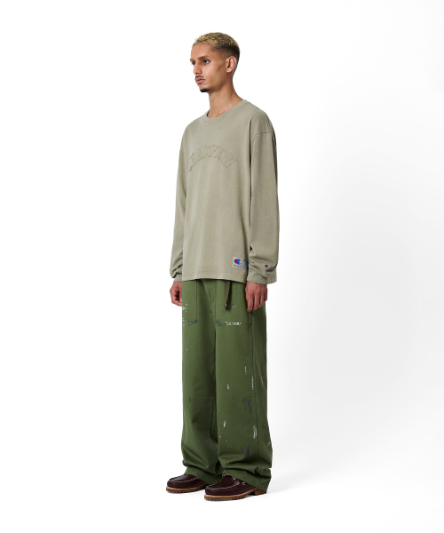 아치 로고 루즈핏 아플리케 롱슬리브 티셔츠 Beige