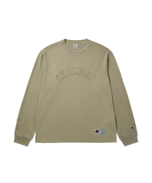 아치 로고 루즈핏 아플리케 롱슬리브 티셔츠 Beige