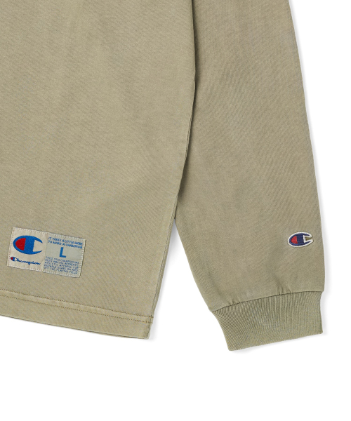 아치 로고 루즈핏 아플리케 롱슬리브 티셔츠 Beige