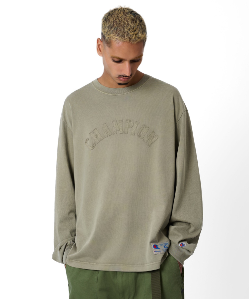 아치 로고 루즈핏 아플리케 롱슬리브 티셔츠 Beige