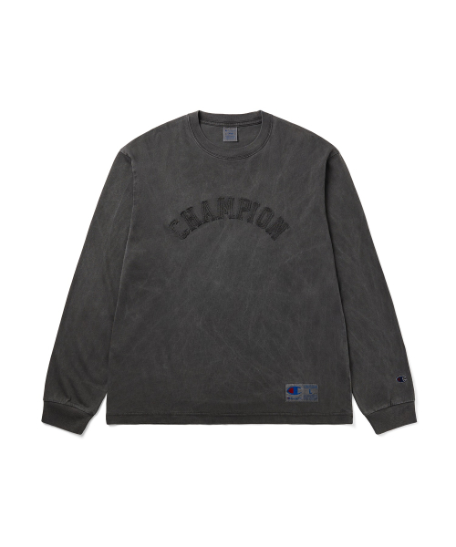 아치 로고 루즈핏 아플리케 롱슬리브 티셔츠 Charcoal