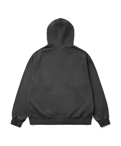 아치 로고 루즈핏 아플리케 다잉 후드 집업 Charcoal