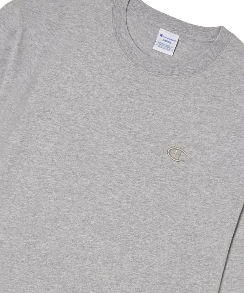 C로고 오버핏 조그택 롱슬리브 티셔츠 Medium Grey