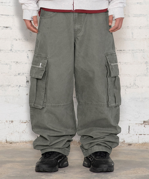 XP344 스택 루즈핏 워싱 코튼 카고 팬츠 (KHAKI)
