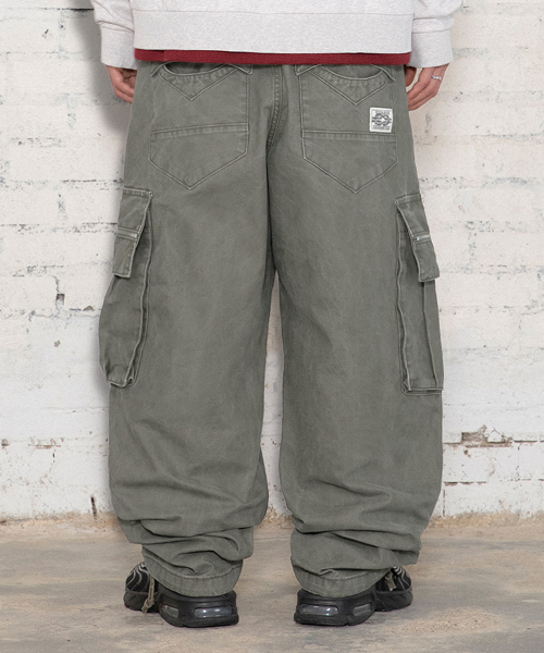 XP344 스택 루즈핏 워싱 코튼 카고 팬츠 (KHAKI)