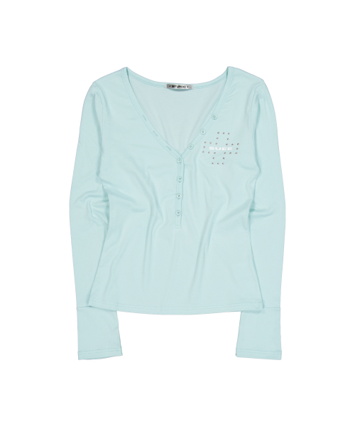 DEEP V-NECK BUTTON TOP / MINT