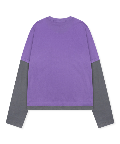 XTT166 롤업 레이어드 크롭 롱슬리브 (PURPLE)