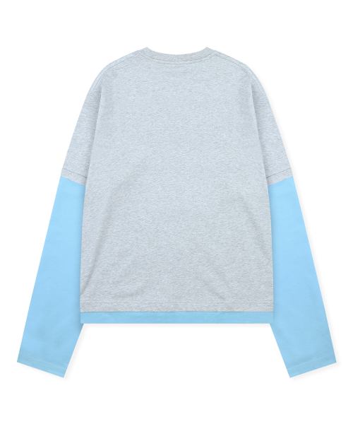 XTT166 롤업 레이어드 크롭 롱슬리브 (GRAY)