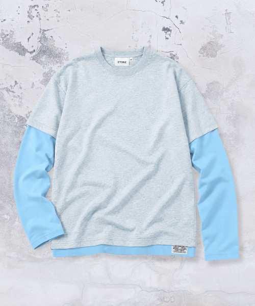 XTT166 롤업 레이어드 크롭 롱슬리브 (GRAY)