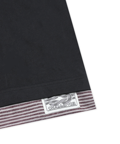 XTT166 롤업 레이어드 크롭 롱슬리브 (STRIPE BLACK)