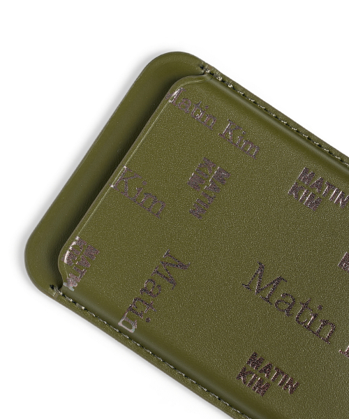MATIN ALL-OVER LOGO MAGNETIC CARD WALLET IN KHAKI