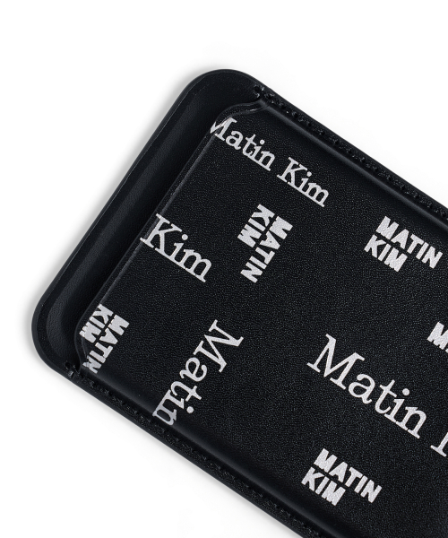 MATIN ALL-OVER LOGO MAGNETIC CARD WALLET IN BLACK