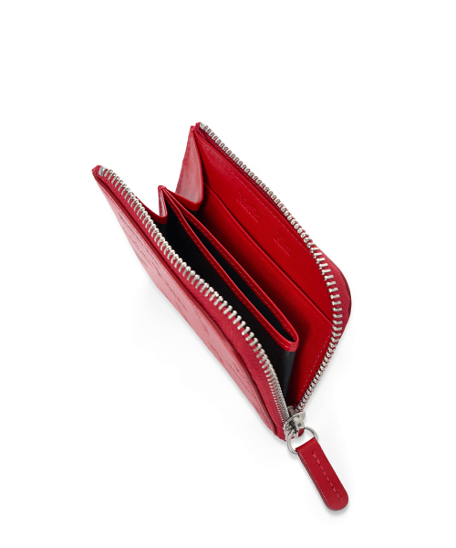 MATIN ALL-OVER LOGO HALF ROUND ZIP WALLET IN RED