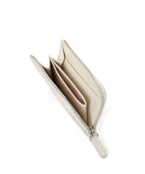 MATIN ALL-OVER LOGO HALF ROUND ZIP WALLET IN IVORY