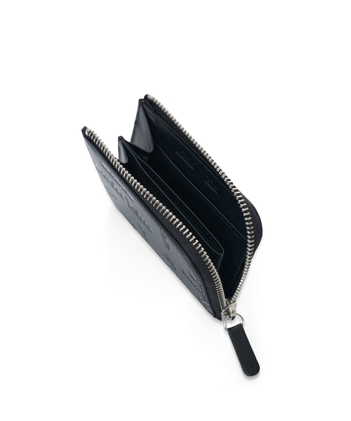 MATIN ALL-OVER LOGO HALF ROUND ZIP WALLET IN BLACK